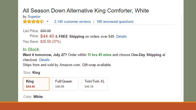 All Season Down Alternative King Comforter