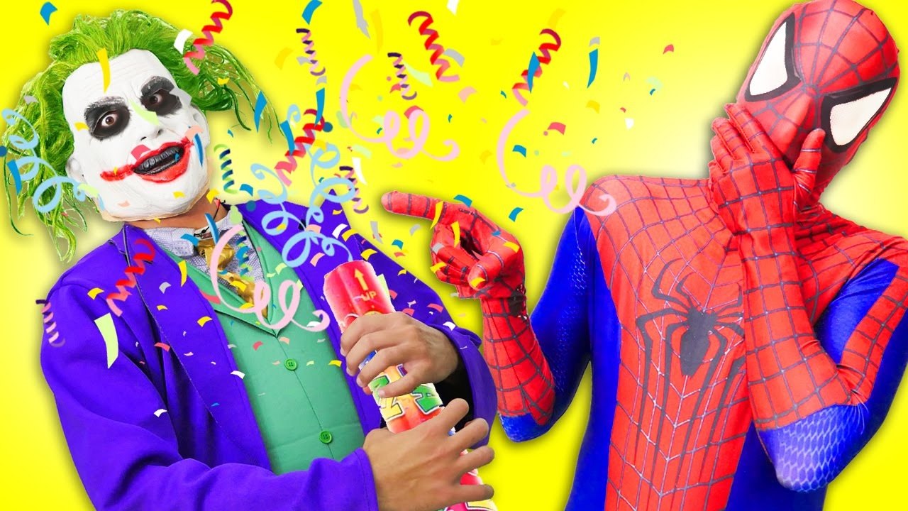 Spiderman & Frozen Elsa vs Joker Fail Prank w/ Pink Spidergirl & Superman Superhero Fun in Real Life