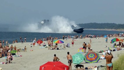 Enormous Russian Military Ship Plows On To Crowded Beach!