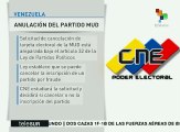 Ley electoral de Venezuela permite cancelar inscripción de partidos