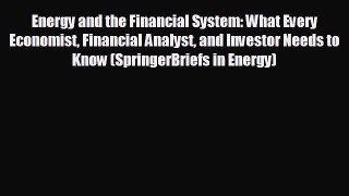 For you Energy and the Financial System: What Every Economist Financial Analyst and Investor
