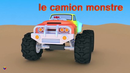 Jeu d'assemblage - le camion monstre. Dessin animé francais. Monster trucks for children