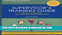 Read Supervisor s Training Guide  PDF Free