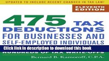 [Read PDF] 475 Tax Deductions for Businesses and Self-Employed Individuals: An A-to-Z Guide to