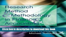 [Read PDF] Research Methods and Methodology in Finance and Accounting Download Online