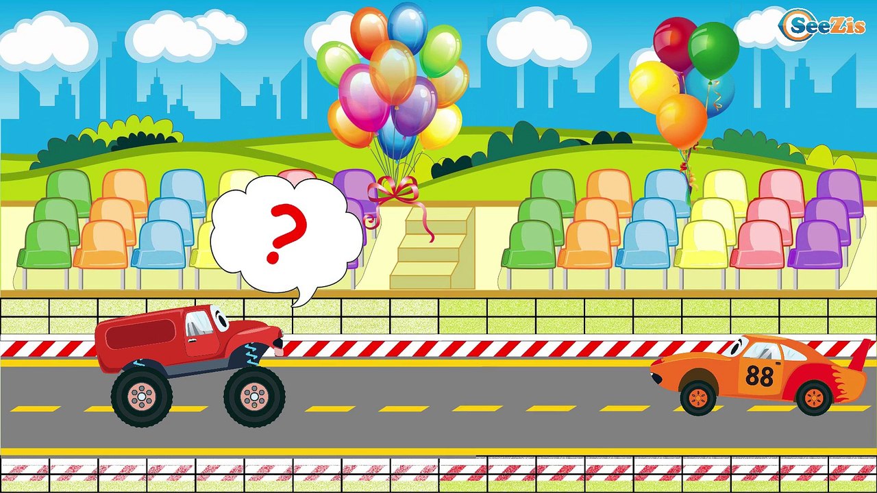 Eğlenceli çocuk filmi - Polis Arabası, Kamyon ve Yarış Arabası - Akıllı Arabalar Çizgi film türkçe