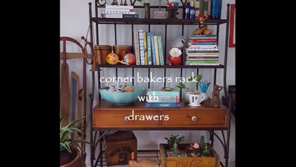 Corner bakers rack with drawers