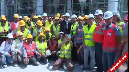 Osmanlı Camisi'nin inşaatını gezen Erdoğan'a sevgi seli