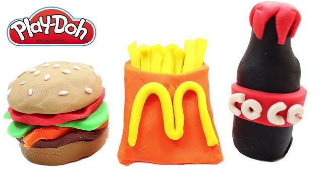 Play Doh Toys Create Wonderful Food Hamburger French Fries Peppa Pig Toys Fun Video for Kids
