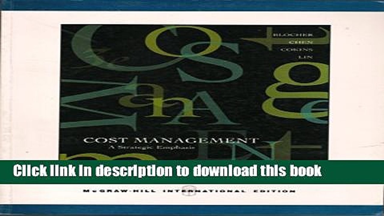 Read Cost Management: A Strategic Emphasis (International Edition)  PDF Free