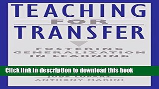 Read Teaching for Transfer: Fostering Generalization in Learning  Ebook Free