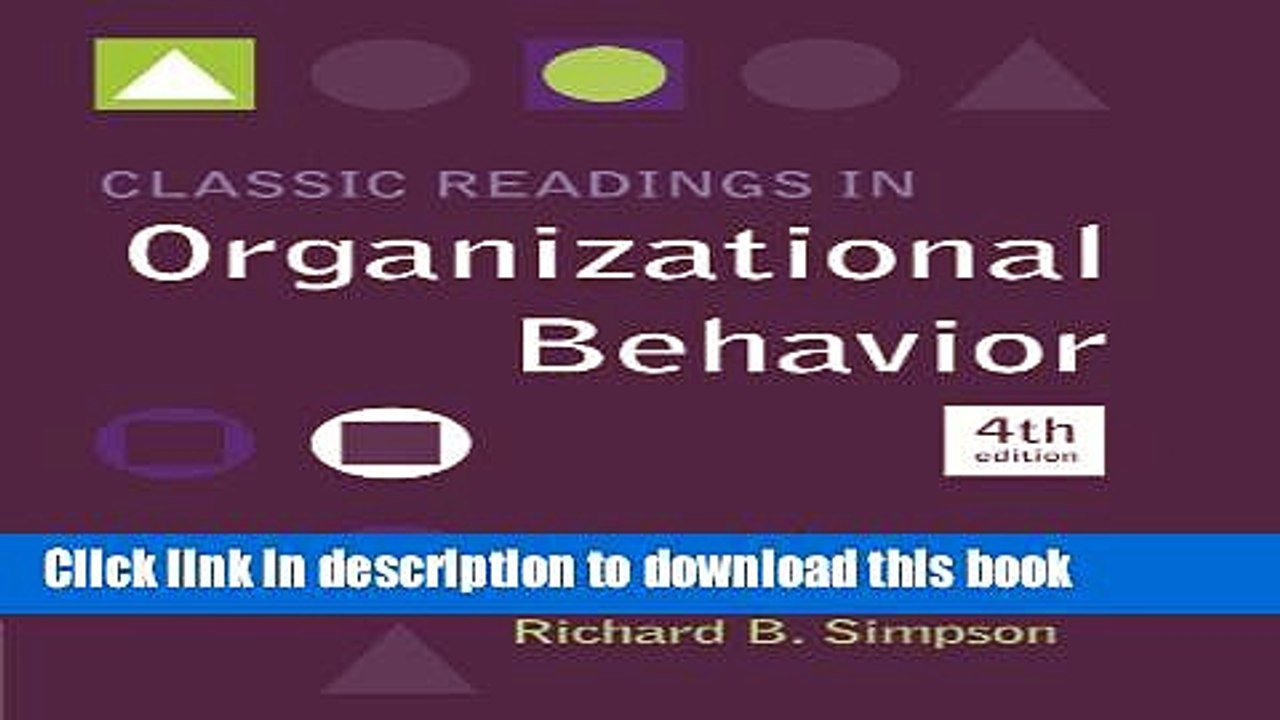 Read Classic Readings in Organizational Behavior  Ebook Free