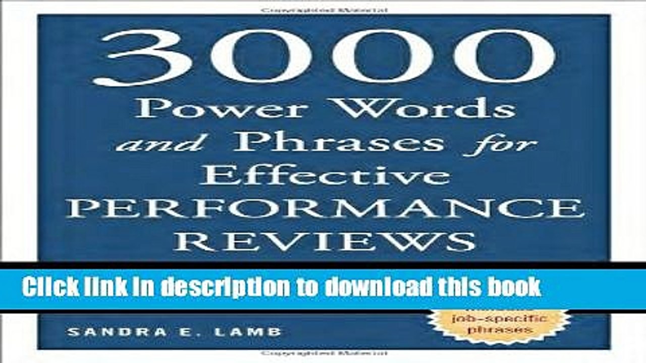 Download Books 3000 Power Words and Phrases for Effective Performance Reviews: Ready-to-Use