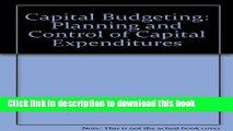 Download Capital Budgeting: Planning and Control of Capital Expenditures  Ebook Free