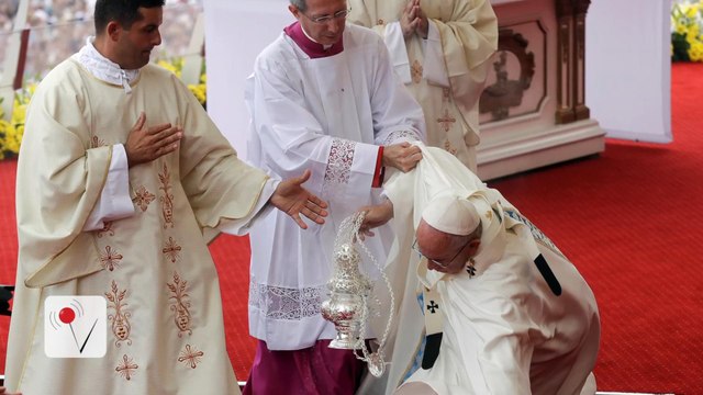 Pope Francis Stumbles and Falls During Mass in Poland