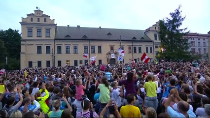 Pope Francis appears in the Papal Window with a message to newlyweds