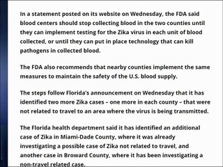 Outbreak 4 Cases FDA takes steps to protect blood supply in Florida amid Zika probe