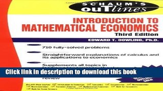 [PDF] Schaum s Outline of Theory and Problems of Introduction to Mathematical Economics (Schaum s