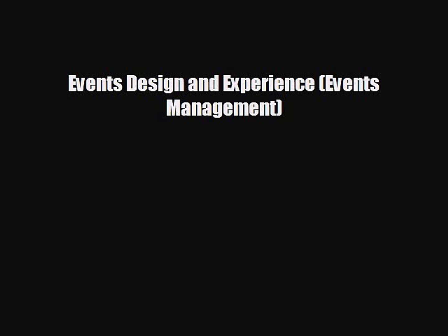 ⁣READ book Events Design and Experience (Events Management)  FREE BOOOK ONLINE