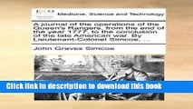 Download Books A journal of the operations of the Queen s Rangers, from the end of the year 1777,