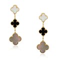 Van Cleef & Arpels Magic Alhambra 3 Motifs Earrings Yellow Gold With Stone Combination