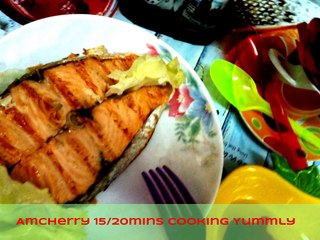 Grilled Norway Simon with Salty Honey Sauce & Oliver Oil