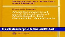 Download Mathematical and Statistical Methods for Genetic Analysis  Ebook Online