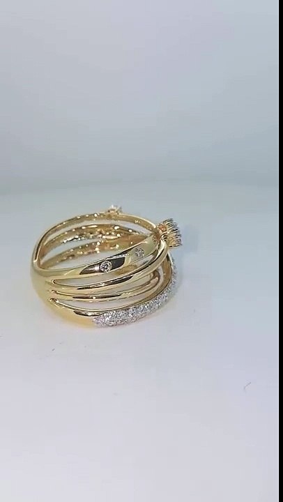 3 Layers Criss Cross Diamond Ring