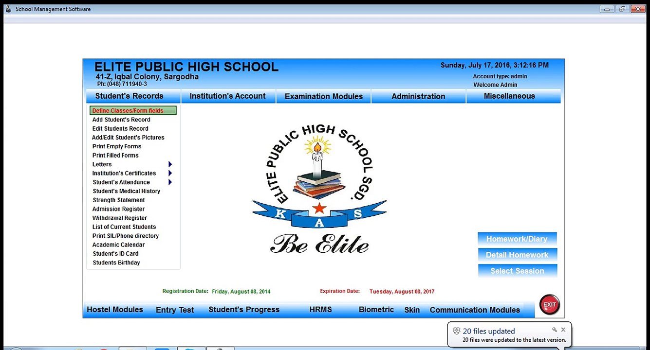 How to define classes and form fields in Edplus School Management Software