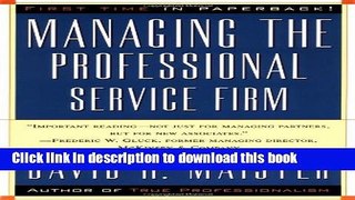 Read Books Managing The Professional Service Firm E-Book Free