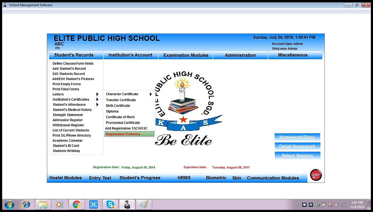 How to make Registration proforma of HSSC in Eduplus School Management Software