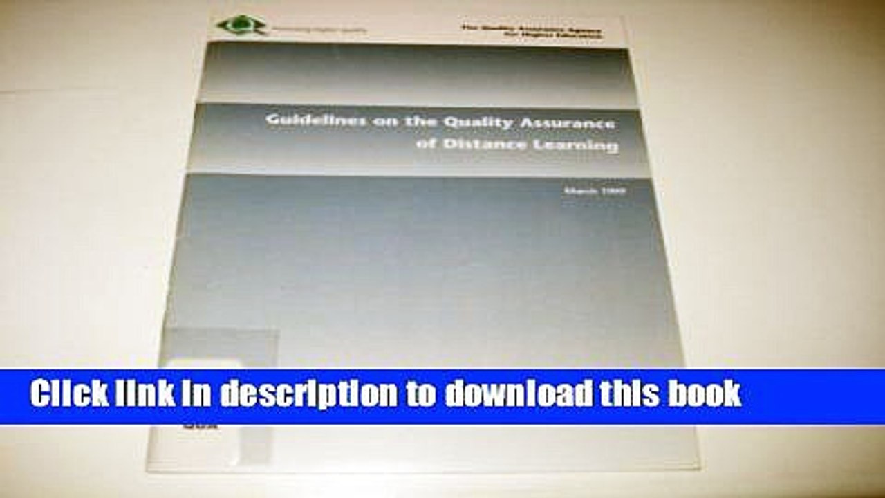 Read Guidelines on the Quality Assurance of Distance Learning 1999  Ebook Free
