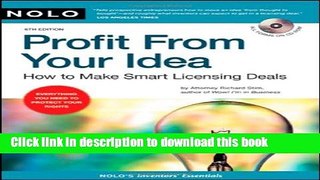 Read Profit from Your Idea: How to Make Smart Licensing Deals [With CDROM] Ebook Free