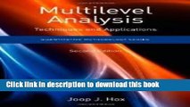 Read Books Multilevel Analysis: Techniques and Applications, (Quantitative Methodology Series) 2nd
