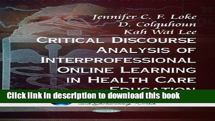 Download Books Critical Discourse Analysis of Interpersonal Online Learning in Health Care