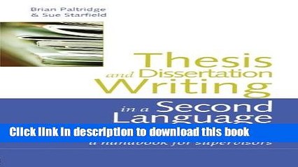 Read Books Thesis and Dissertation Writing in a Second Language: A Handbook for Supervisors ebook