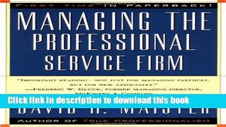 Read Books Managing The Professional Service Firm ebook textbooks