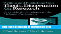 Read Books Writing and Publishing Your Thesis, Dissertation, and Research: A Guide for Students in