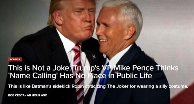 Trump's VP Mike Pence Thinks 'Name Calling' Has No Place in Public Life