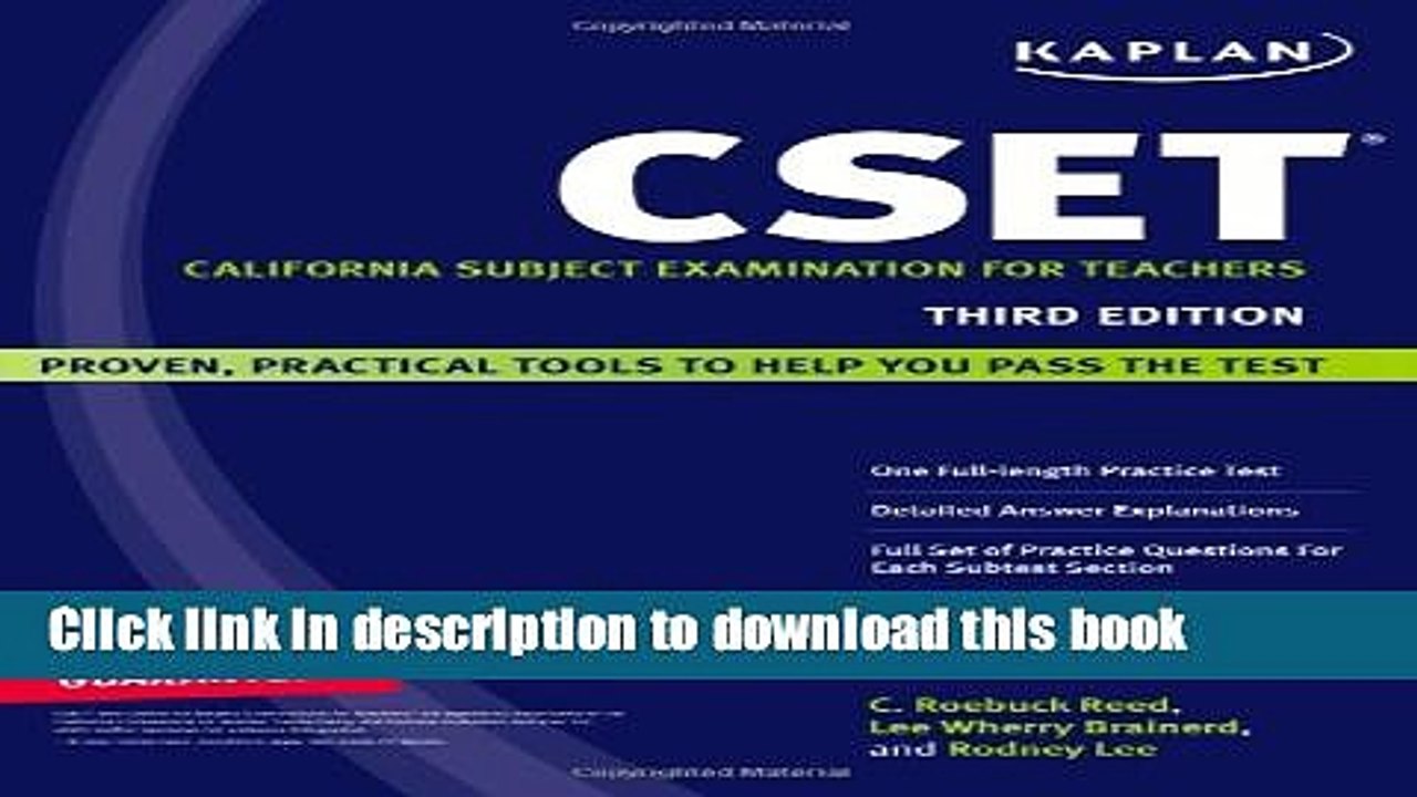 Read Books Kaplan CSET: California Subject Examination for Teachers (Kaplan Cset: The California