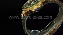 Swiss watches replica Rolex Gmat Master Ii Green Luminous Marked Dial Full Yellow Gold Bracelet Gmt003 Black Bg