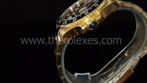Swiss watches replica Rolex Gmt Master Ii Black Dial gold Bezel full gold Bracelet Gmt014 Black Bg
