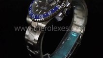 Swiss watches replica Rolex Gmt Master Ii Black Dial Blue And Black Bezel Stainless Steel Bracelet Gmt012 Black Bg