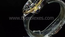 Swiss watches replica Rolex Gmt Master Ii Black Luminous Marked Dial Middle Gold Bracelet Gmt001 Black Bg