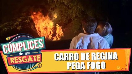 Carro de Regina capota e pega fogo