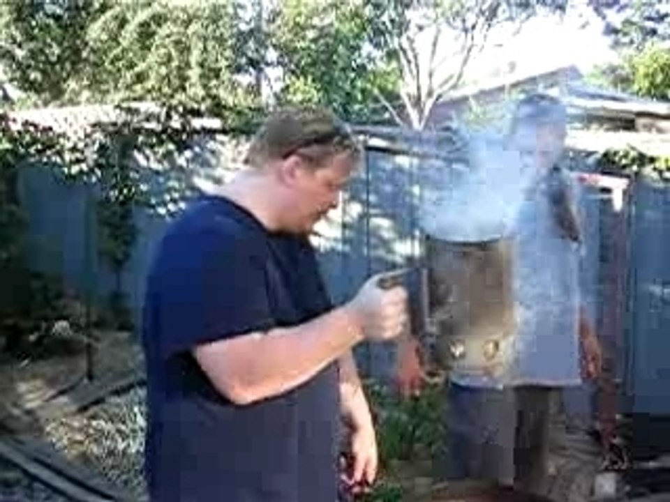 Greg lighting the BBQ