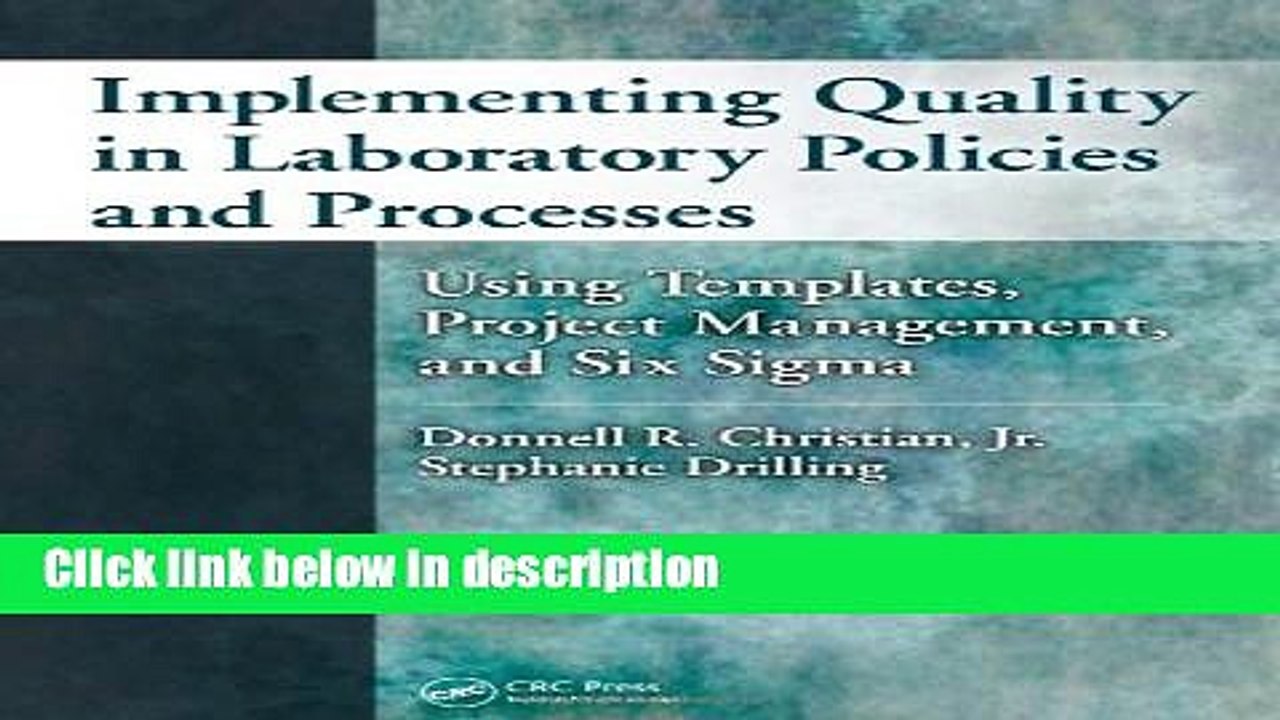 Ebook Implementing Quality in Laboratory Policies and Processes: Using Templates, Project