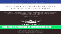 Download Books Recent Developments in Securities Law: Leading Lawyers on Understanding Important
