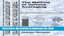[PDF] The Method of Volume Averaging (Theory and Applications of Transport in Porous Media) Read