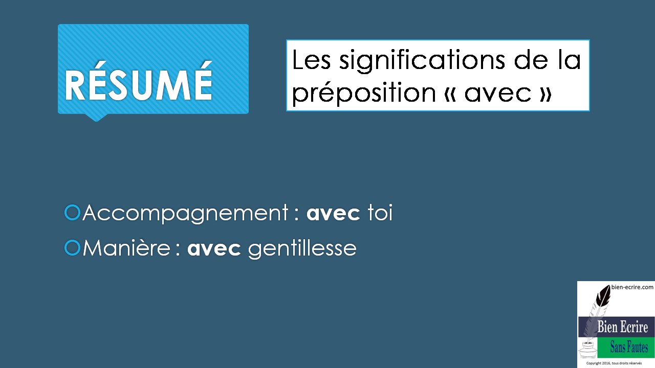 La préposition "avec"